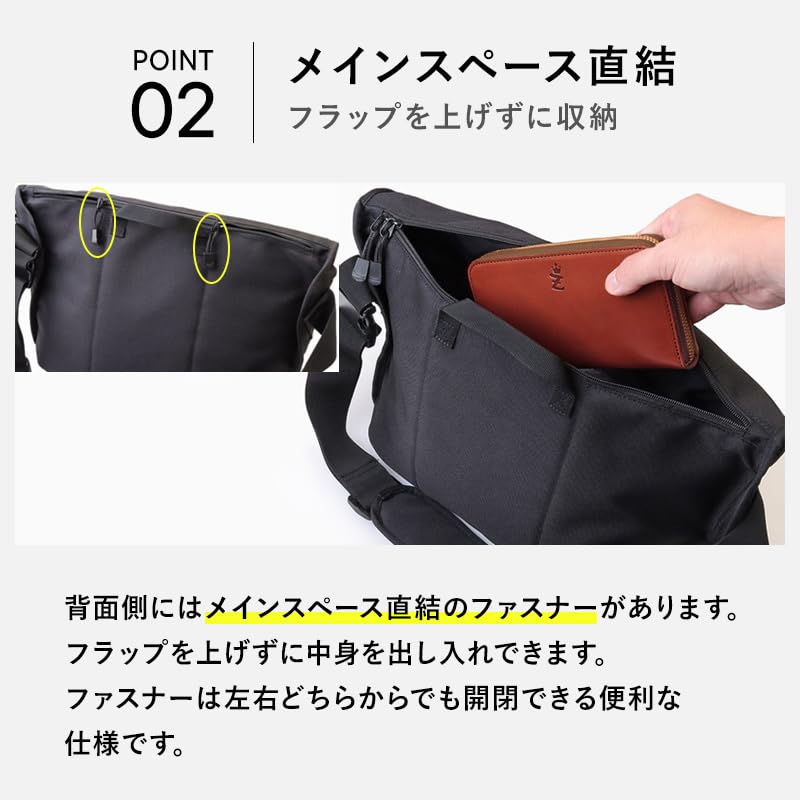 ZERO CRASH A4 Messenger Large Crossbody Shoulder Bag Men's Bag, Capacity, Water-Repellent, Lightweight, [12-1709K] (Blue)