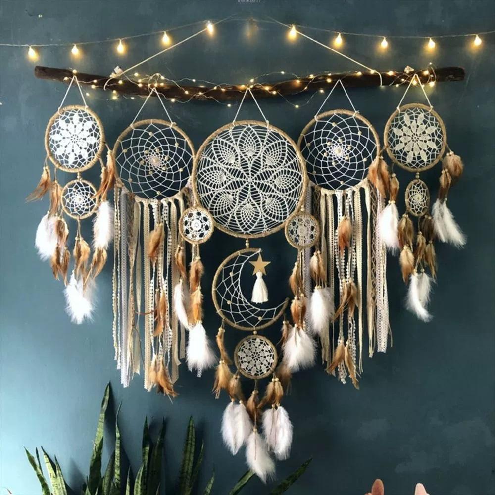 5 Set Wall Decor Large Dream Catchers for Bedroom Adult Boho Dream Catcher Hanging Ornament Teen Dorm Room Decor Festival Gift