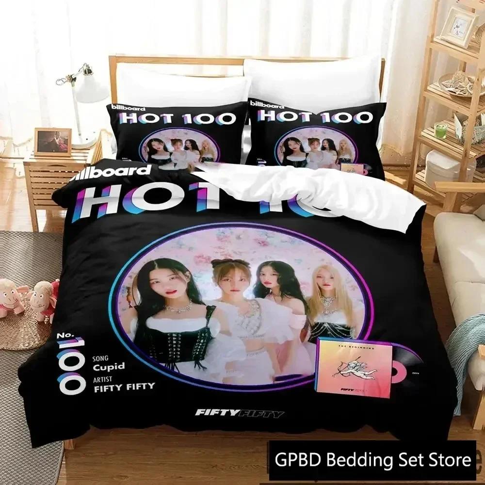Luxury New 3D Print KPOP FIFTY FIFTY Merch Cupid Album Bedding Set Boys Girls Twin Queen King Size Duvet Cover Bed boys Adult