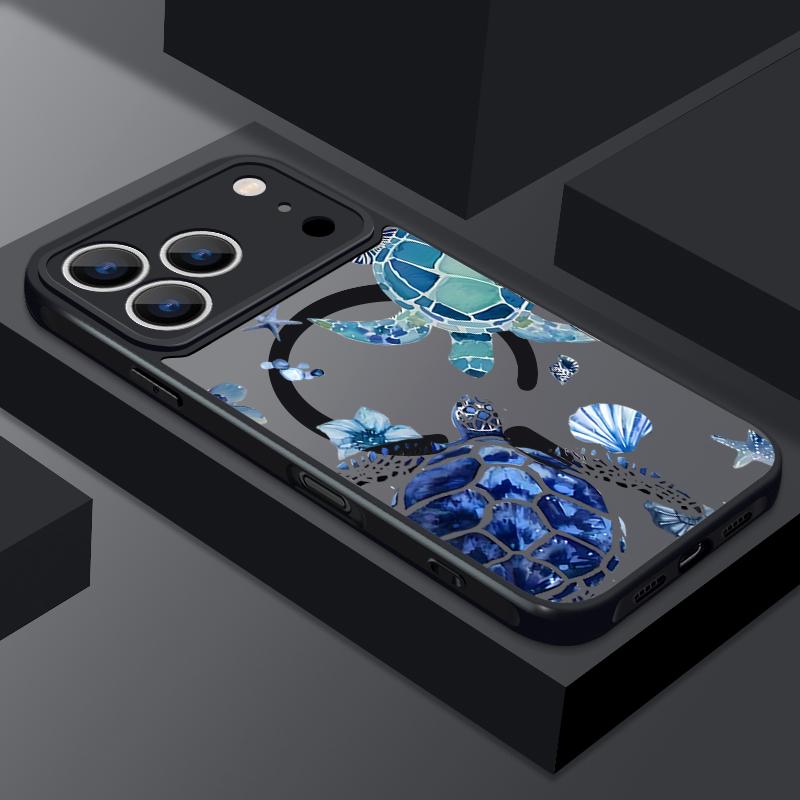 Чехол с рисунком Морская черепаха, Ракушка, Кит для iPhone 17 Pro Max Funda iPhone 16 15 14 13 Pro Max Прочный Бампер Магнитный Для Magsafe Ударопрочный Чехол