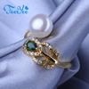 Кольца FEEYOO с натуральным пресноводным жемчугом для женщин и девочек, модное золотого цвета, регулируемый размер, кольцо с цветком, подарок на день рождения
