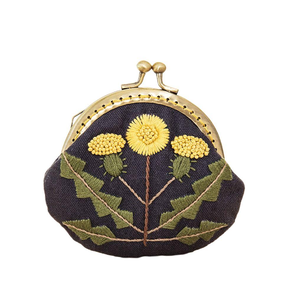 Handmade DIY Crafts Flower Patterns Cross Stitch Coin Purse Wallet Embroidery Starter Kit