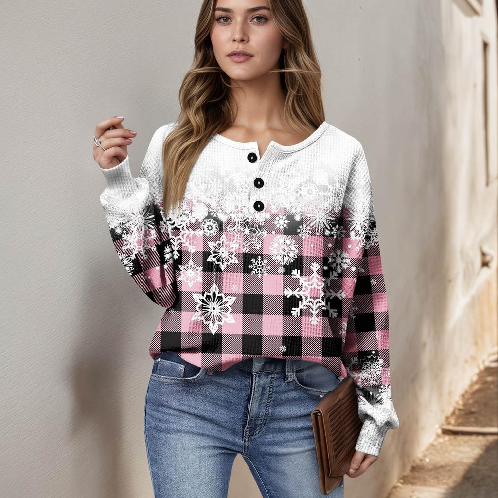 Women's Casual Shirts Long Sleeve Tops Button Up V Neck Loose Knit Fall Favorites For Women