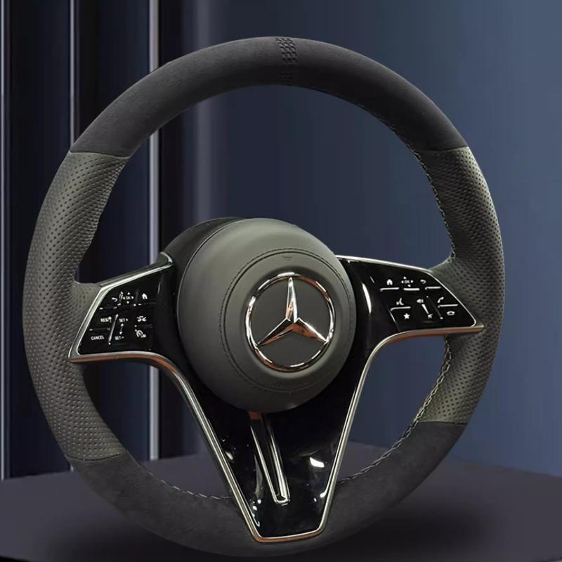 Для Mercedes benz S-Class S400 S450 S500L GLE450 E300L Ручная прошивка Натуральная кожа Замша Чехол на руль автомобиля