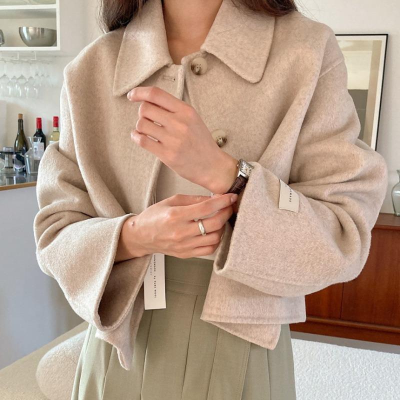 Winter New Lapel Single-breasted Short Woolen Coat