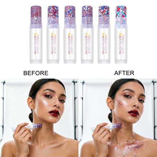 15G Patriotic Red White Blue Glitter Stick 4th of July Makeup Accessories for Women Kids