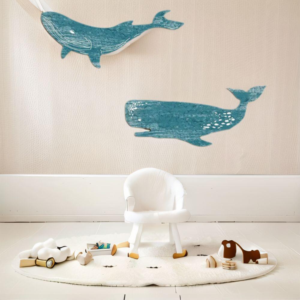 Wooden Whale Signs Pendant Retro Ocean Animal Decoration Whale Shark Wall Ornament Cafe Bar