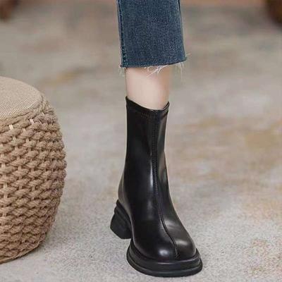 Короткие ботинки женские 2024 осень и зима новые тонкие ботинки в британском стиле бархатные ботинки на толстой подошве женские ботинки Martin весенние и осенние одинарные ботинки