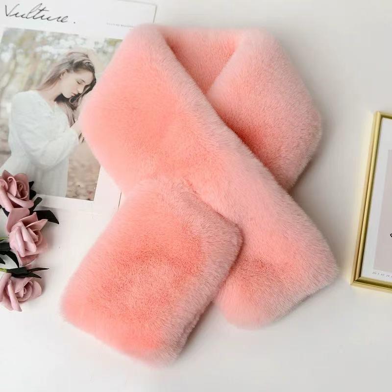 Soft Plush Scarf: Faux Rex Rabbit Fur, Double-Sided, Thick & Warm Winter Neck Warmer