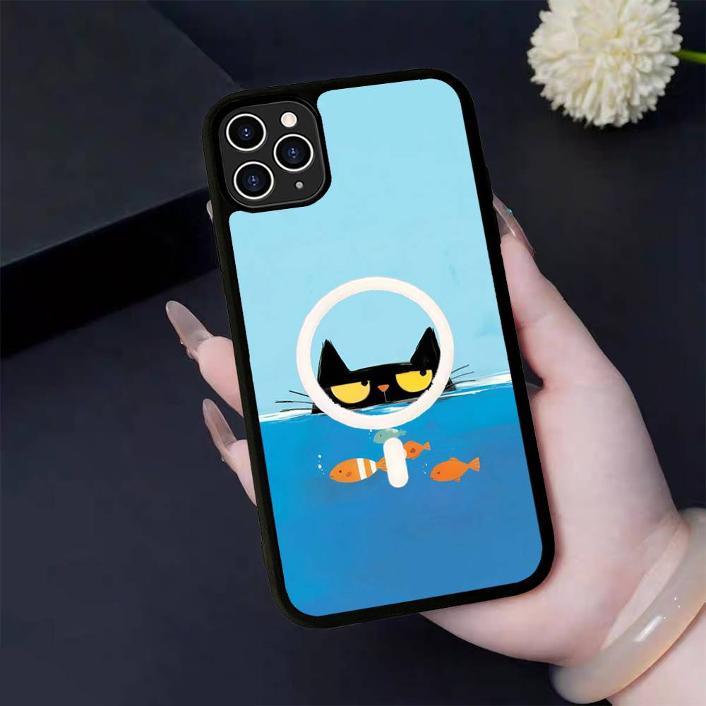 A Cute Comic Cat For Magsafe Magnetic Phone Case For IPhone 17 16 Pro Max 15 Plus 14 13 12 11 Cover