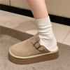 Fashion Aphixta 4.5cm Platform Buckle Dec Women Warm Slipper Furry Indoor Women Mule Shoes Winter Slides Chaussures Femme Zapatos Mujer