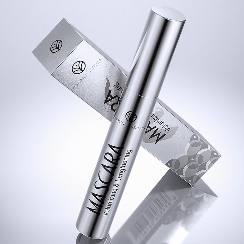 Густая водостойкая черная подкручивающая тушь для ресниц в серебристом тюбике с шелковыми волокнами для макияжа глаз