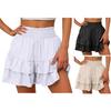 Женские шорты с высокой талией, многослойные оборки, широкие повседневные юбки, шорты, однотонные