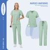 Женские хирургические костюмы для медсестер, униформа с V-образным вырезом и короткими рукавами, комплекты для скрабов оптом, лабораторная одежда для салона красоты, рабочая одежда, комплект медсестры для ветеринара