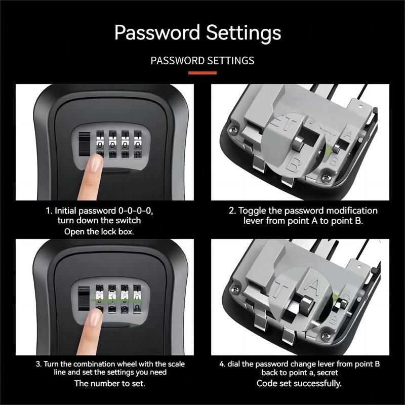4-Digit Combination Key Lock Box with Extended Cable for Outdoor Use