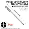 100mm Cross Head Screwdriver Bit Magnetic PH1 PH2 Phillips Screw Driver Bits 1/4” Hex Shank S2 Alloy Steel Electric Hand Tools