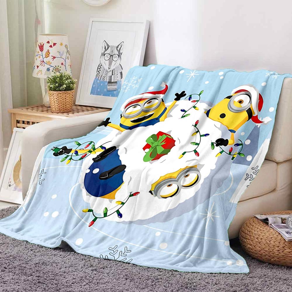 1Pc Christmas Minions Celebration Blanket Soft And Comfortable Casual Warm Camping Travel Christmas Halloween Gift M91746