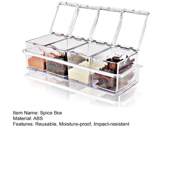 Набор прозрачных контейнеров для специй с крышками и ложкой 4-в-1 кухонный органайзер для соли, сахара, перца герметичные банки для хранения в кладовой