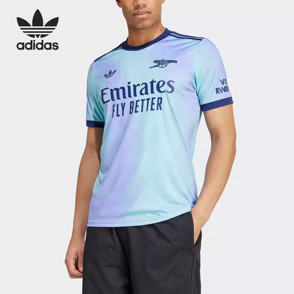 Adidas Originals 2024/25 Третья форма серии ARSENAL С круглым вырезом Повседневная с коротким рукавом Ретро Футбольная форма для мужчин - Синяя