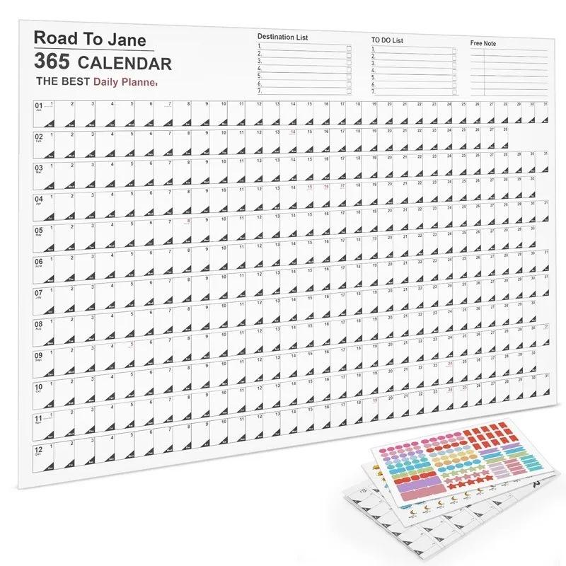Calendar Wall 2026 New Yearly Daily Schedule Planner Sheet Paper 365 Day Plan Annual Hanging Planning Weekly Agenda Pad Month 12