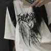 Summer Y2K Tee Women T-shirt Punk Print Dark Grunge Loose Streetwear Gothic Tops Oversized Unisex Tshirt Emo T Shirt Girl Clothes