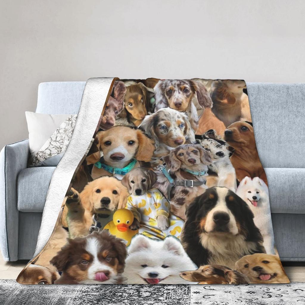 Funny Dog Selfie Flannel Blanket Winter Super Soft Throw Blanket for Girls Boys Outdoor Comfortable Bedspread Sofa Bed Cover