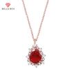 Water Drop Shaped Ruby Gorgeous Elegant Pendant Necklace For Women Charm Wedding Engagement Gemstones Pearl Clavicle Chain Female Gifts