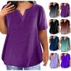Fashion Plus Size Women's Casual Short Sleeve Round Neck Gradient Print T-shirt With Pockets