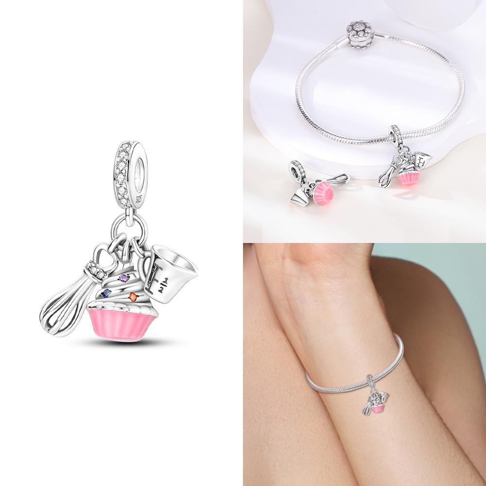 Pink Butterfly Luminous Firefly Dangle New Copper Charms Bead Fit Bangle Bracelet Necklace Diy Jewelry Women Gift