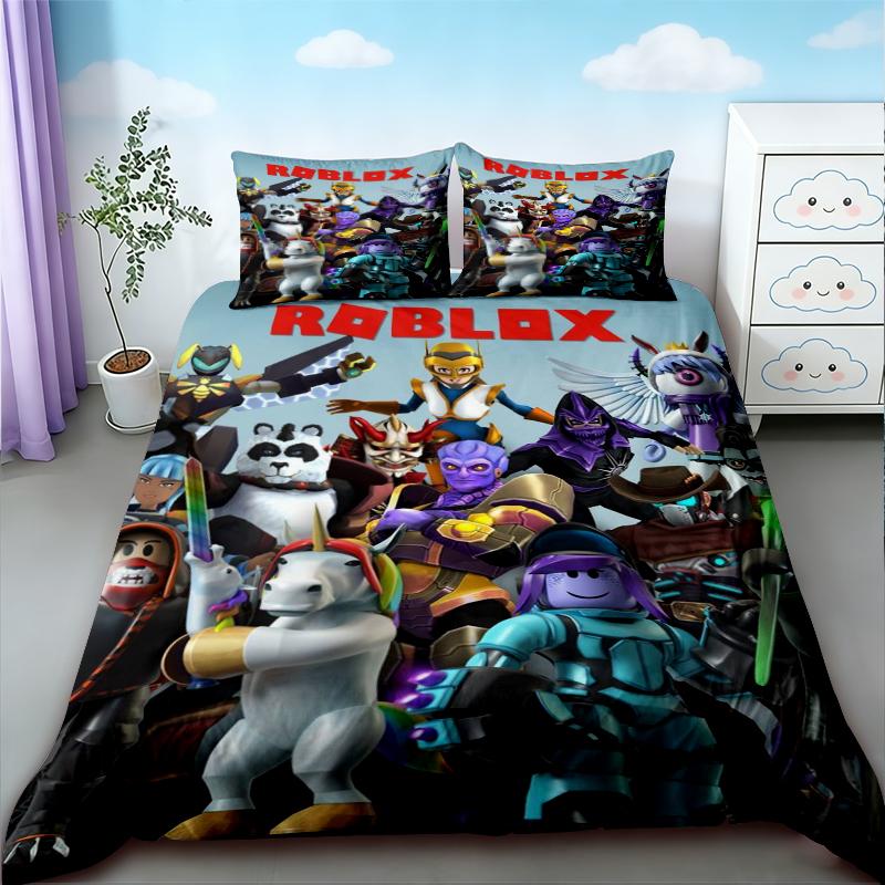 Пододеяльник Roblox Мультяшный Комплект Постельного Белья Чехол на Одеяло Для Детей Подростков Декор Спальни Общежитие Праздничные Подарки Queen King