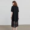 Chuyu Loose-Fit Dog Print T-Shirt Dress with Lace
