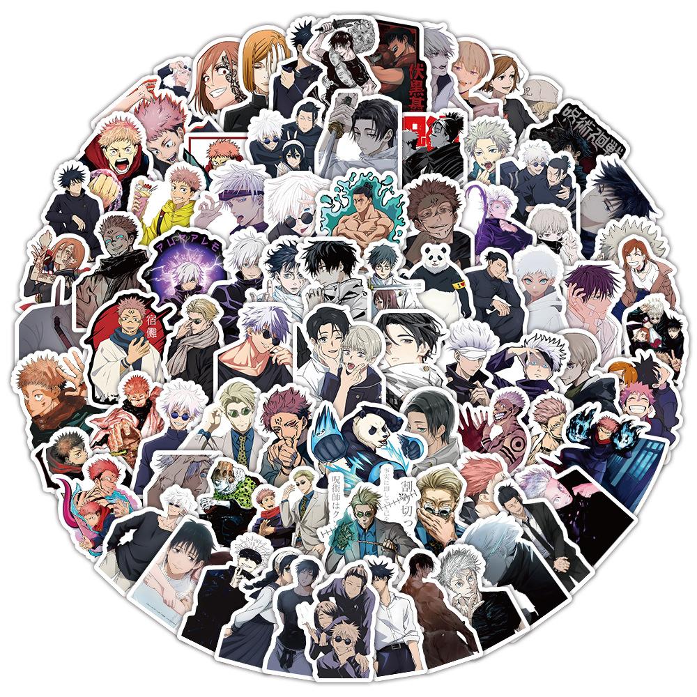 100 шт. Новые мультяшные наклейки Jujutsu Kaisen, милые декали, игрушка, канцелярские товары, гитара, телефон, велосипед, ноутбук, багаж, автомобиль, наклейки-граффити