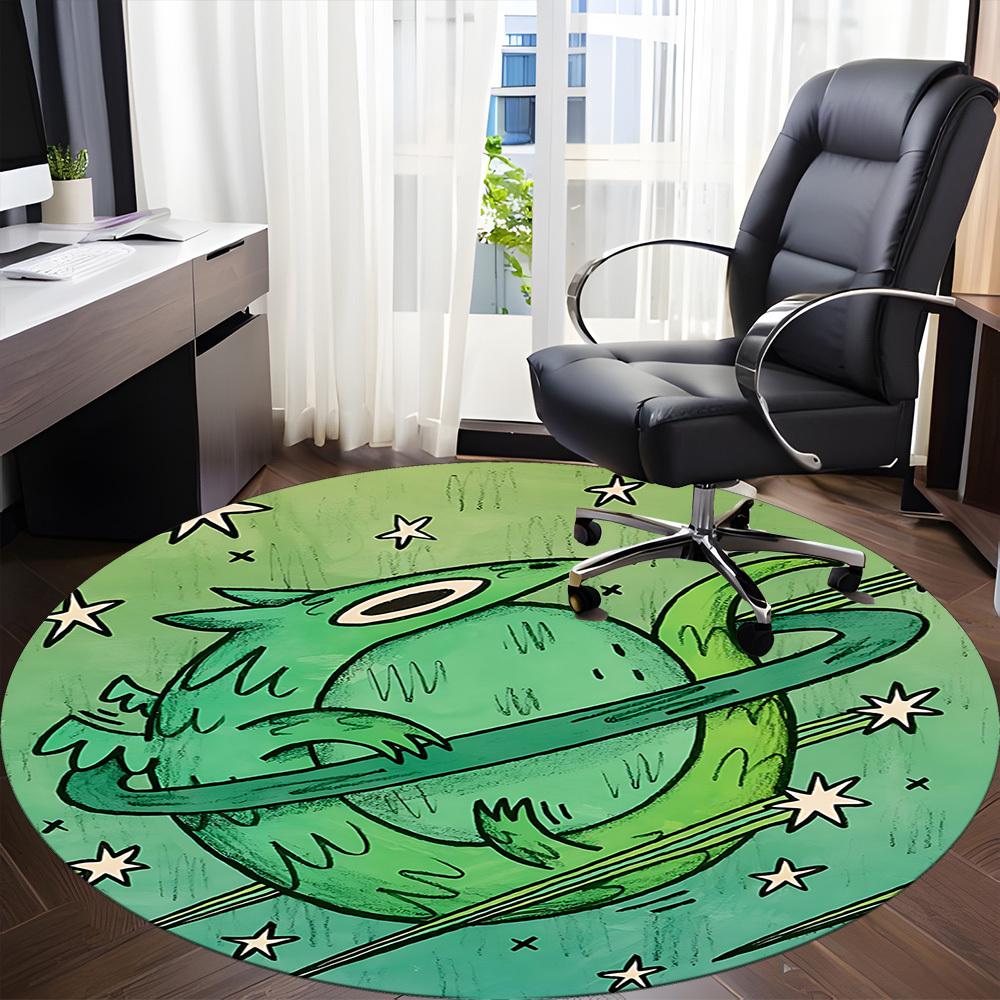 1pc Space Creature Office Round Area Rug, Mat Suitable For Office, Under Office Chairs Bedroom Living Room Home Decor, Room Deco