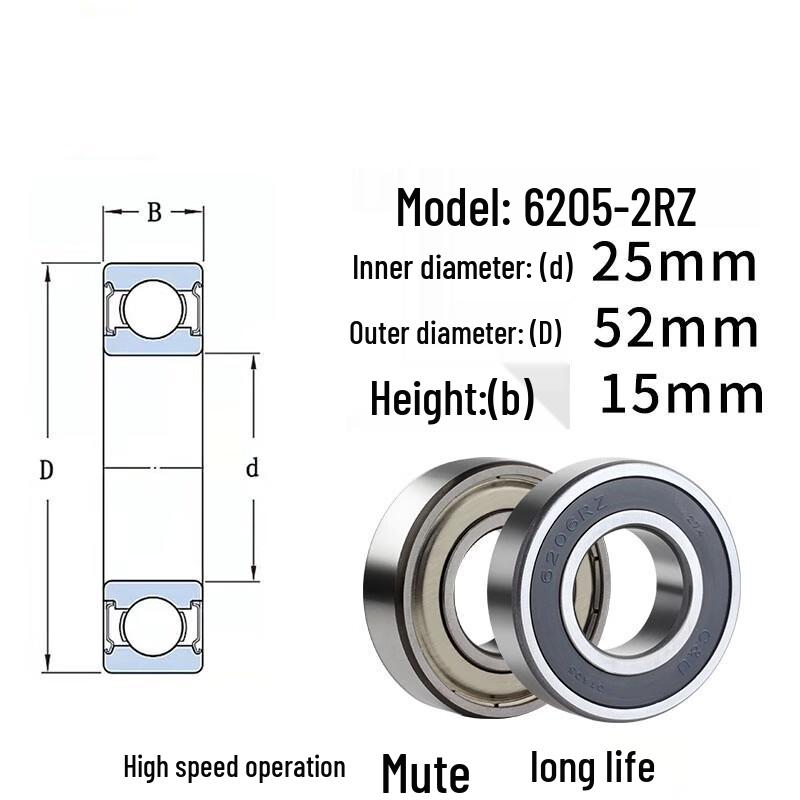 Запечатанные подшипники электродвигателя Langsaizebo 6205-2RZ (10-Pack)