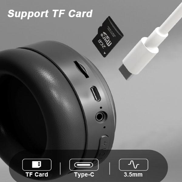 Bluetooth-гарнитура Type-C с зарядкой и активным шумоподавлением, беспроводные наушники с наушниками для воспроизведения музыки, поддержка TF-карт