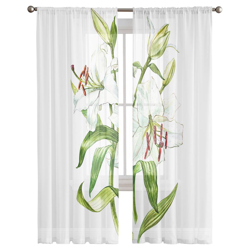 Green Leaves Modern Tulle Curtains For Living Room Bedroom Home Kitchen Window Sheer Curtains