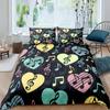 Music Notes Duvet Cover Collection Queen Size Purple Musical Theme Bedding Collection Gold Shiny Pattern Comforter Cover For Kids Girls Adult