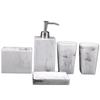 5pcs Resin Imitation Marble Bathroom Accessory Set Mouthwash Cup Soap Toothbrush Holder Shampoo Bottle Household Wash Set