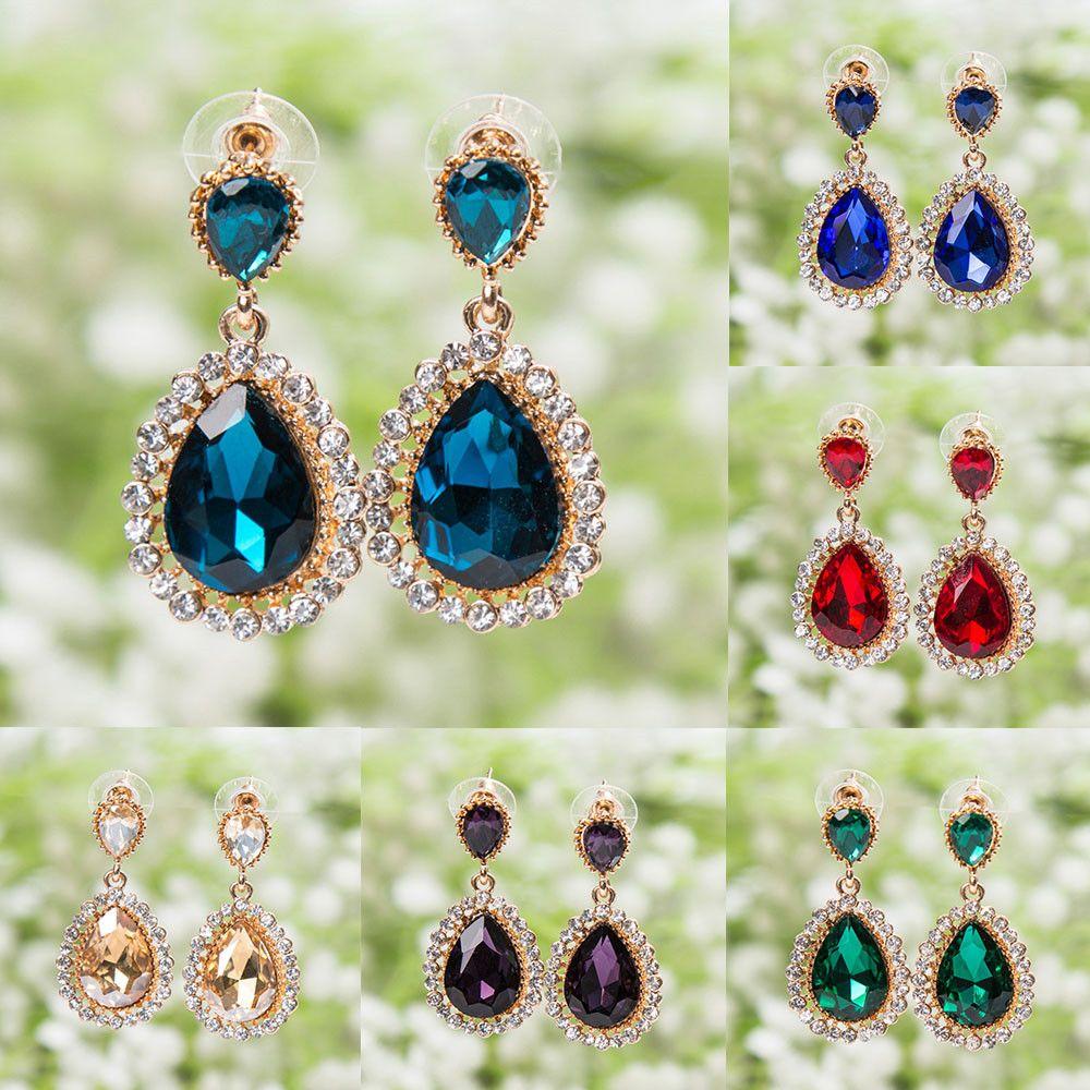 Full Drilling Palace Retro Water Drop Rhinestones Earrings Long Earrings Crystal Sweet Earrings