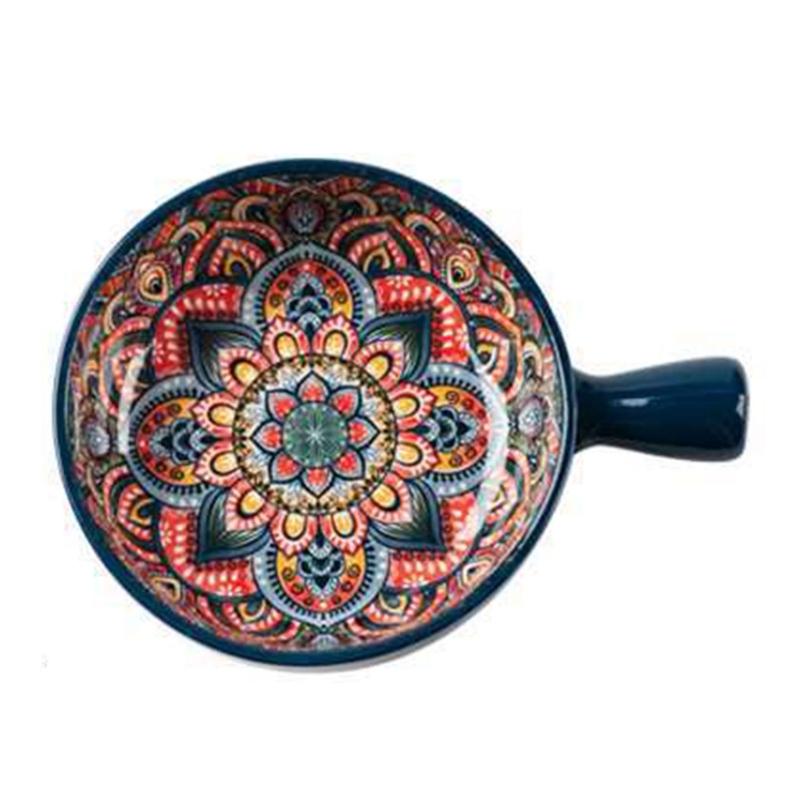 Bohemians Ceramic Handled Soup Bowl Serving Bowl Suitable for Oven and Microwave Safe Use Easy Cleaning Dishwasher Safe
