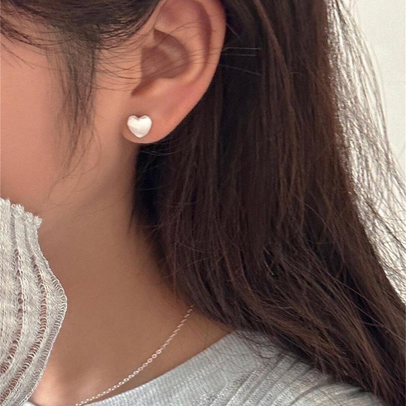PONYKISS Серебряные Мини Серьги-Гвоздики Матовое Сердце для Женщин 18K Золото Изящные Минималистичные Милые Аксессуары