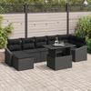 VidaXL 8-Piece Garden Sofa Set with Cushions In Black Poly Rattan 3349049