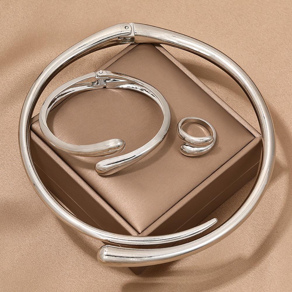 2/3Pcs Punk Open Cuff Bangle Adjustable Rings Party Grunge Jewelry Set  Jewelry Gifts