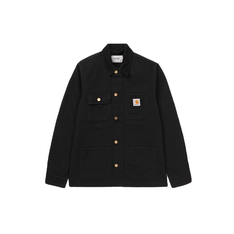 Carhartt WIP SS24 Куртка Michigan Классическая Американская Винтаж Однотонная Карман Бирка Логотип Вельветовый Воротник Куртка Michigan Мужские куртки I026480-89-02