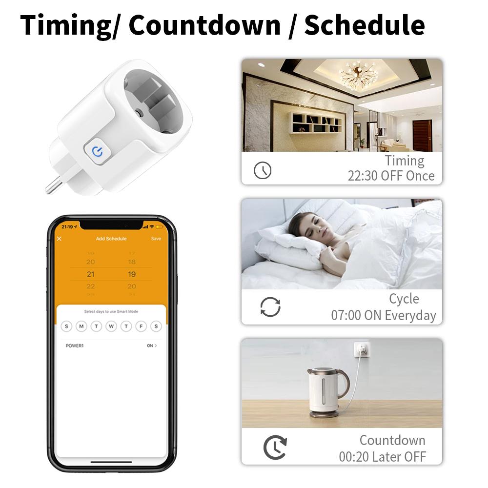 20a Zigbee Smart Plug EU Smart Socket Беспроводная розетка с функцией мониторинга мощности Голосовое управление через Alexa Google Home