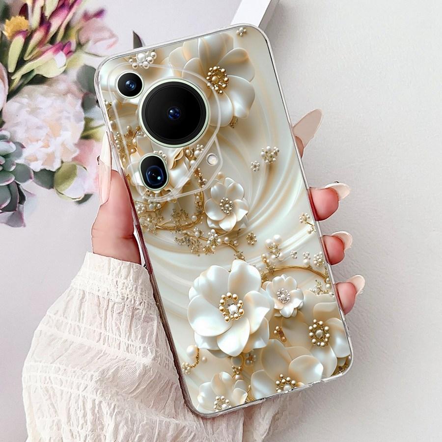 For Huawei Pura 70 Ultra Case Cute Cat Flower Soft Silicone Funda for Huawei Pura70 Pura 70 Pro+ Shockproof Cover Capa