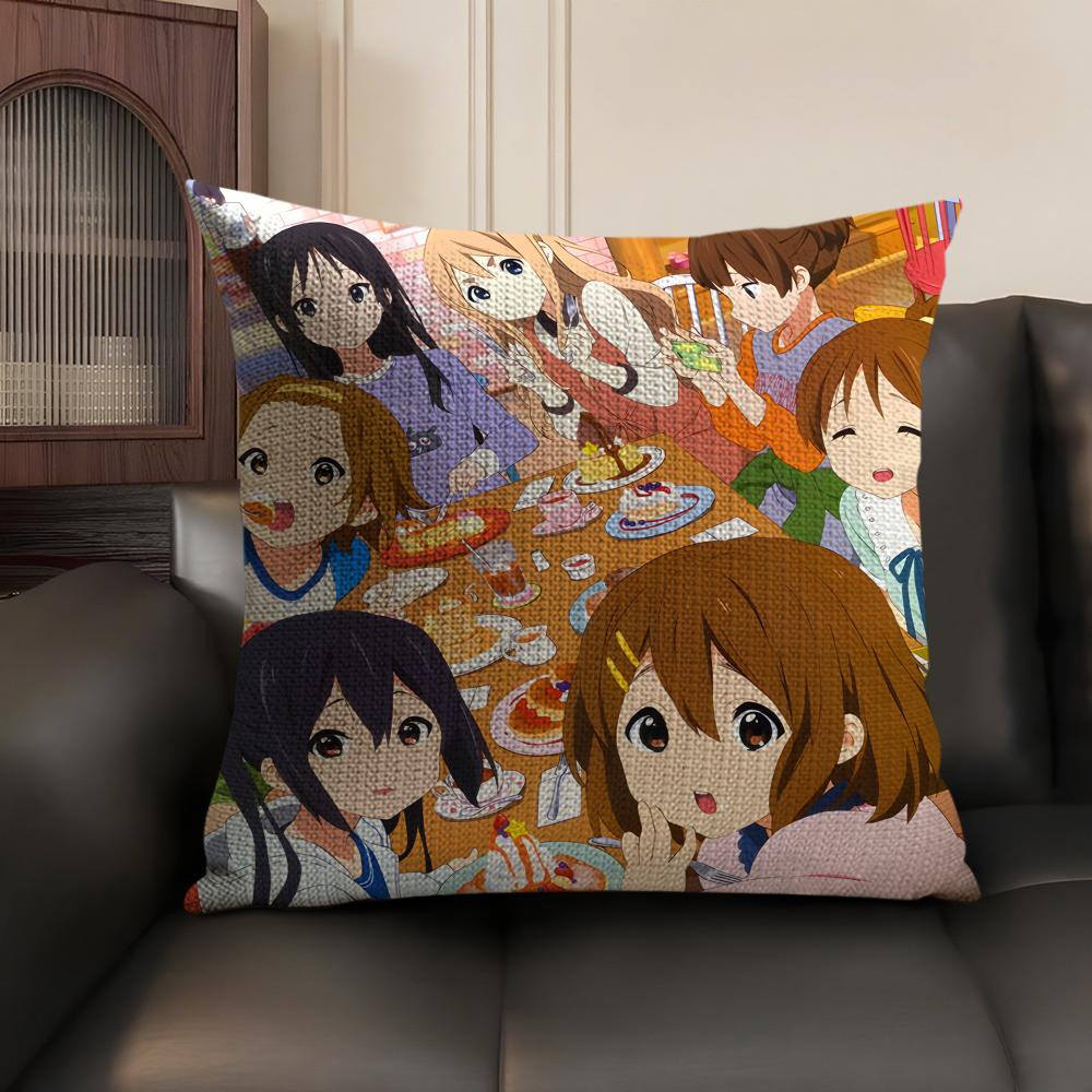Anime KKON ON Cute Cushion Cover Natural Linen Organic Fabric DoubleSided Printing Sofa Home Decor Gift Pillow Case