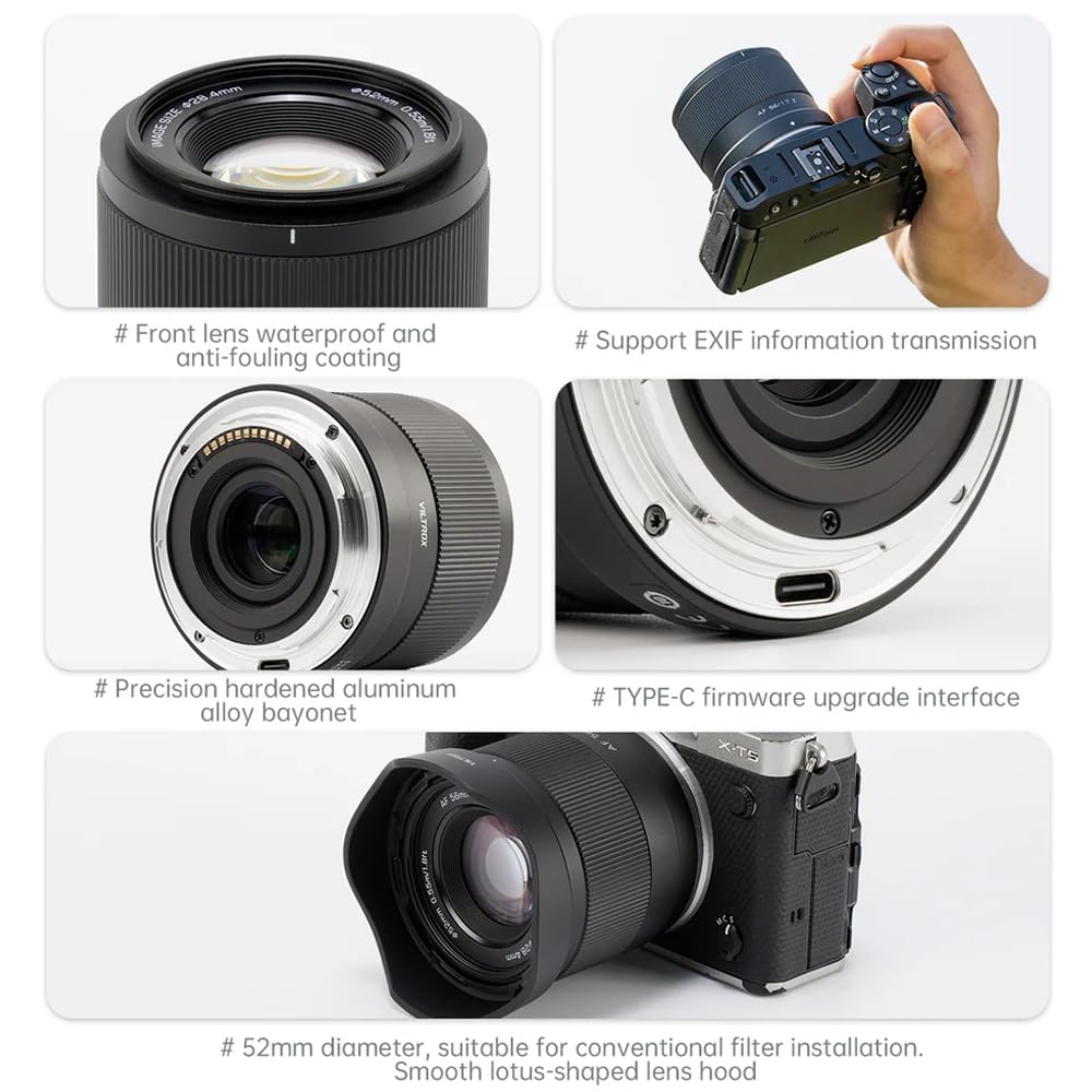 Viltrox 56mm AF Lens Replacement Lens for Fuji X Mount Compatible with F1.7 APS-C X-A5 X-A7 X-M1 X-M2 X-H1 X-T1 X-T10 X-T2 X-T20 X-T3