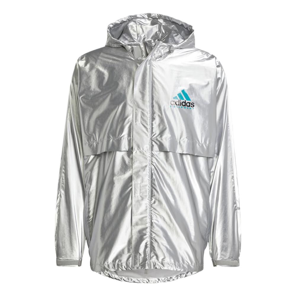 adidas Оборудование Металлическая Ветровка Повседневная Мода Универсальная Простая Пальто Мужская Верхняя Одежда Металлик-Серебристый JN4526