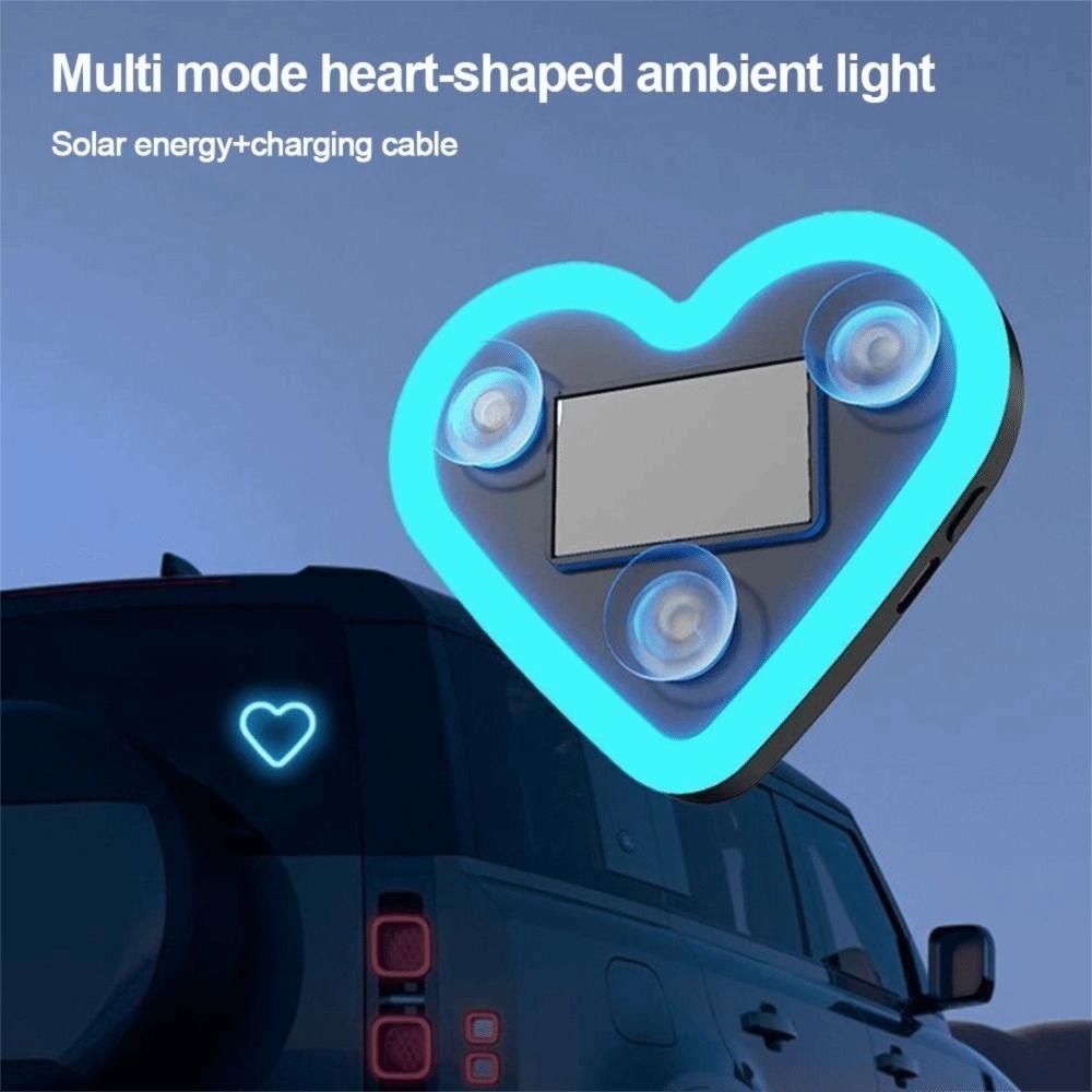 Plastic Solar Window Light Heart-Shaped Atmosphere Lamp Convenient Car Tail LED Light Car Exterior